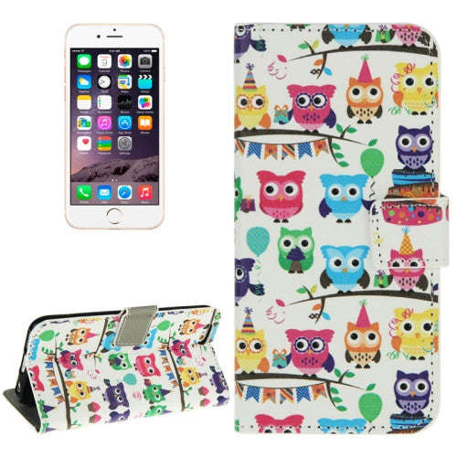 Owl Lines Pattern Horizontal Flip Magnetic Buckle Leather Case with Card Slots & Wallet & Holder ...