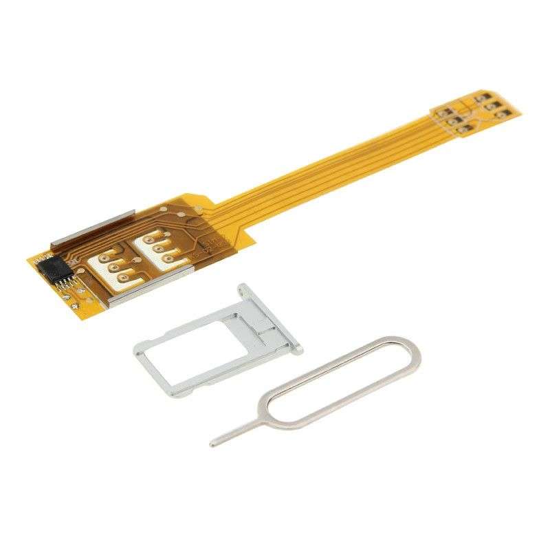 Dual SIM Card Adapter with a Back Case Cover for iPhone 6 (Black)