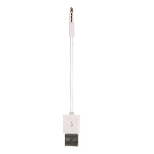 Short 3.5mm Jack Plug to USB Charge Cable for iPod Shuffle Length: 10cm(White)