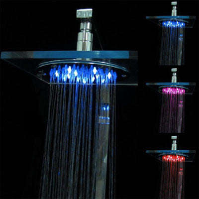 Organic Glass Temperature Sensor 3-Color (Blue / Pink / Red) LED Shower Head