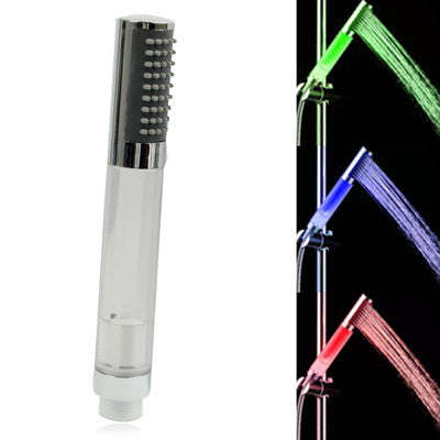 Temperature Detectable 3-Color (Green / Blue / Red) LED Shower Head No Battery (8008-A13)