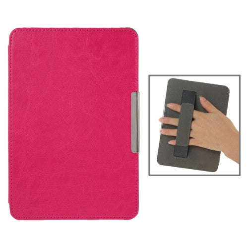 Crazy Horse Texture Magnet Buckle PU Leather Case for Kindle Paperwhite(Magenta)