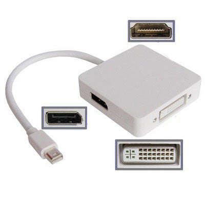 Mini DisplayPort to DVI DisplayPort HDMI Port for Apple(White)