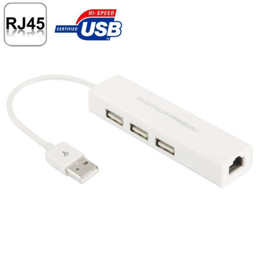 USB 2.0 Ethernet Network Adapter + 3 Ports USB HUB