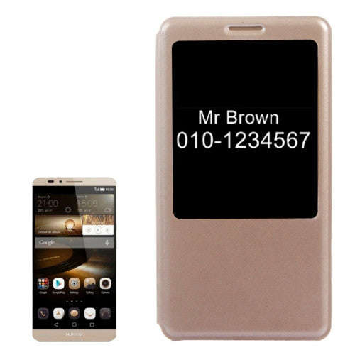 Horizontal Flip Leather Case with Call Display ID for Huawei Ascend Mate 7(Gold)