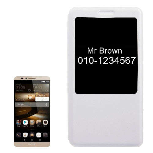 Horizontal Flip Leather Case with Call Display ID for Huawei Ascend Mate 7(White)