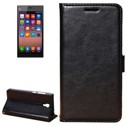 Fine Sheepskin Texture Horizontal Flip Leather Case with Holder for Xiaomi MI4(Black)
