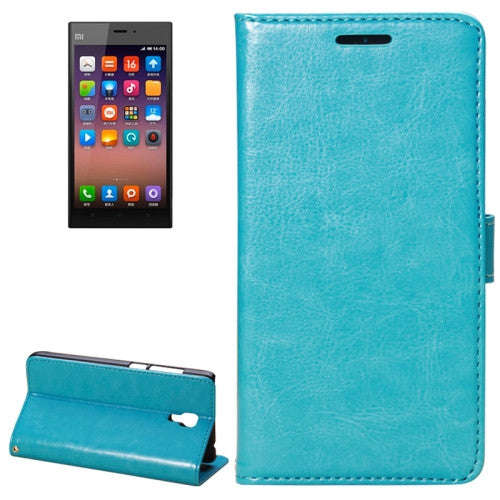 Fine Sheepskin Texture Horizontal Flip Leather Case with Holder for Xiaomi MI4(Blue)