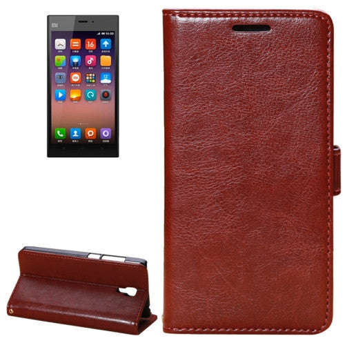 Fine Sheepskin Texture Horizontal Flip Leather Case with Holder for Xiaomi MI4(Brown)
