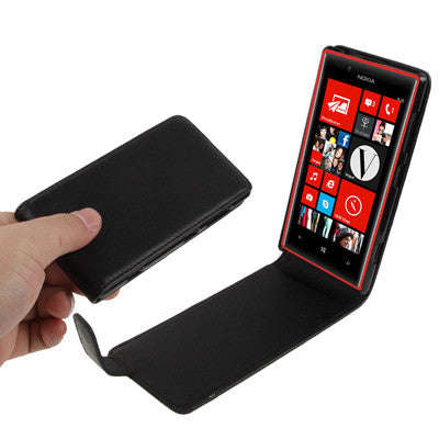 Pure Color Vertical Flip Leather Case for Nokia Lumia 720 (Black)