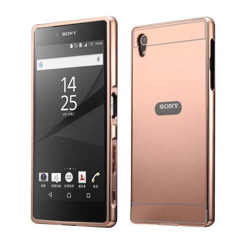 Fashionable Electroplating Push Pull Back Shell Cover + Metal Bumper Frame for Sony Xperia Z1 / L...