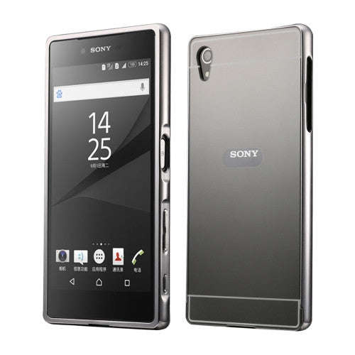 Fashionable Electroplating Push Pull Back Shell Cover + Metal Bumper Frame for Sony Xperia Z5(Black)