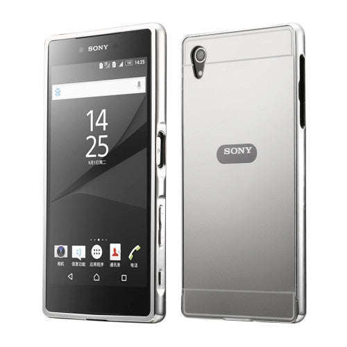 Fashionable Electroplating Push Pull Back Shell Cover + Metal Bumper Frame for Sony Xperia Z5(Grey)