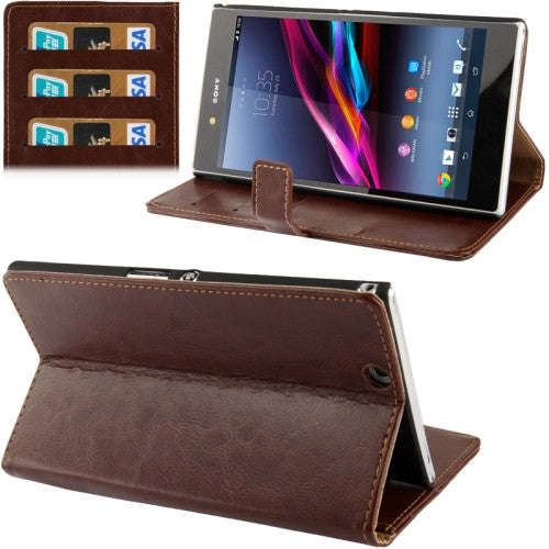 Fine Sheepskin Texture Flip Leather Case with Credit Card Slots & Holder for Sony Xperia Z Ultra ...