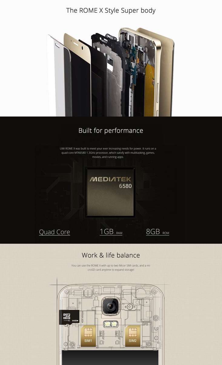 UMI ROME X 8GB, Network: 3G (Black)