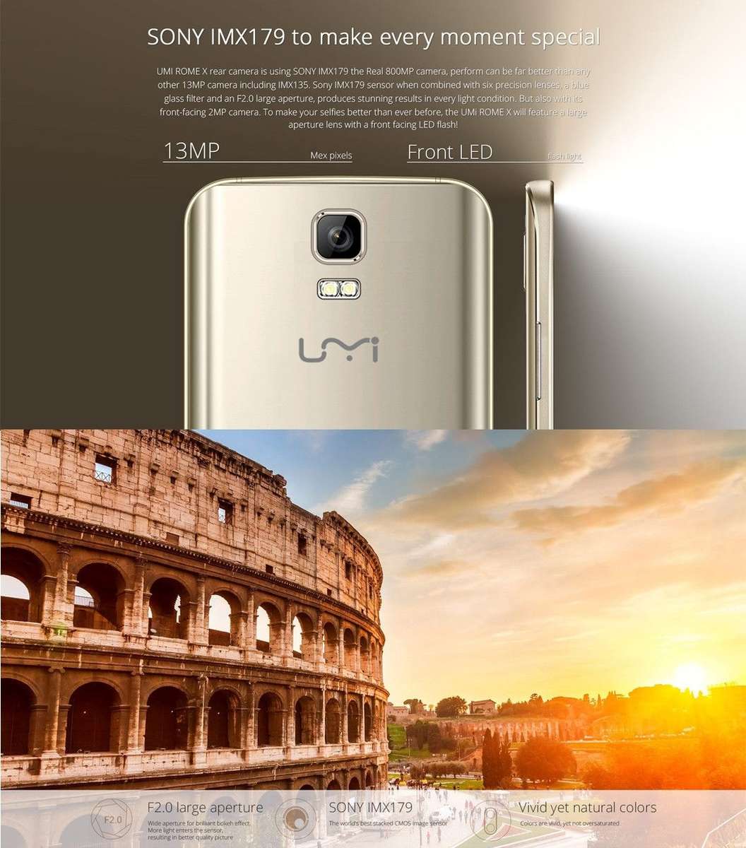 UMI ROME X 8GB, Network: 3G, 5.5 inch Android 5.1 MT6580 Quad-core 1.3GHz, RAM:1GB, Dual-band WiF...