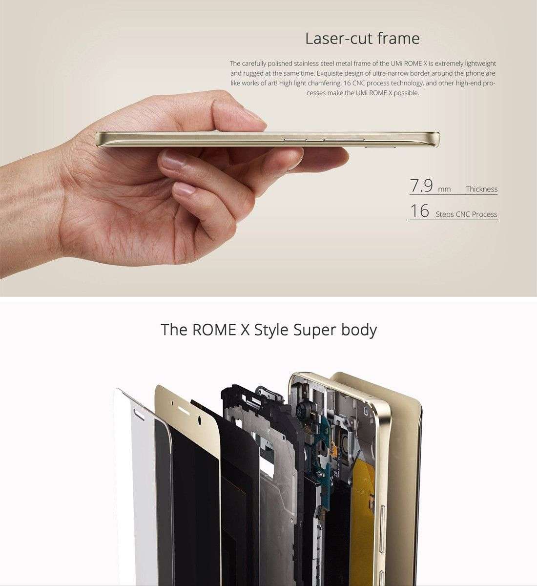 UMI ROME X 8GB, Network: 3G, 5.5 inch Android 5.1 MT6580 Quad-core 1.3GHz, RAM:1GB, Dual-band WiF...