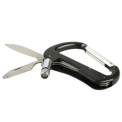 Multi-function Carabiner D-Ring Key Chain Clip Snap Hook with Flashlight (Hook Knife Flashlight) ...