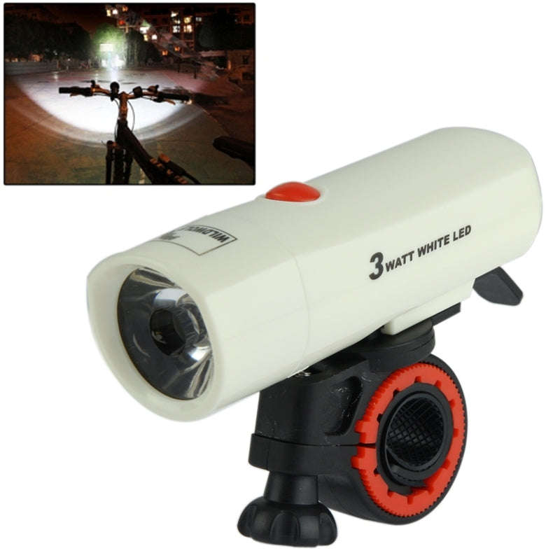 1 LED Safety Light Bike Head Flash Light with Mount Bracket(White)