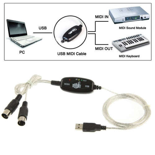 USB to MIDI Keyboard Interface Converter Cable Adapter