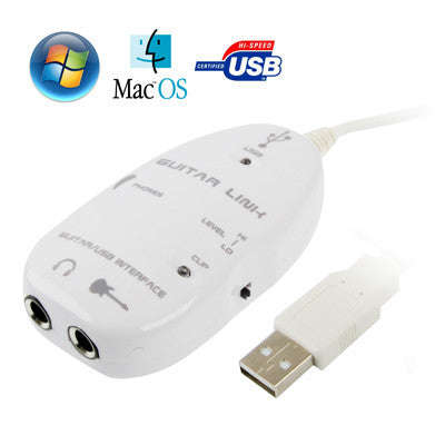 USB Interface Guitar Link Cable PC / MAC Recording(White)