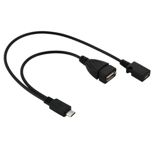 USB 2.0 Micro-B Male to USB 2.0 Micro-B Female Male & USB 2.0 Female Y Splitter OTG Cable for Sma...