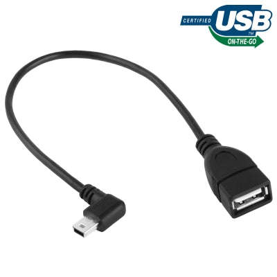 90 Degree Mini USB Male to USB 2.0 AF Adapter Cable with OTG Function Length: 25cm