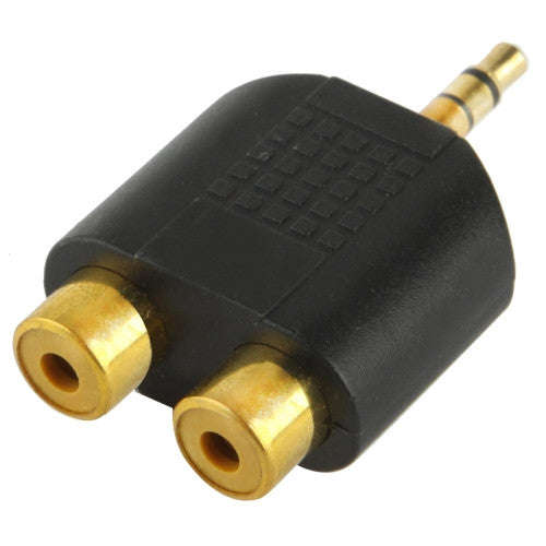 Golden Plated RCA Female to 3.5mm Male Jack Audio Y Adapter
