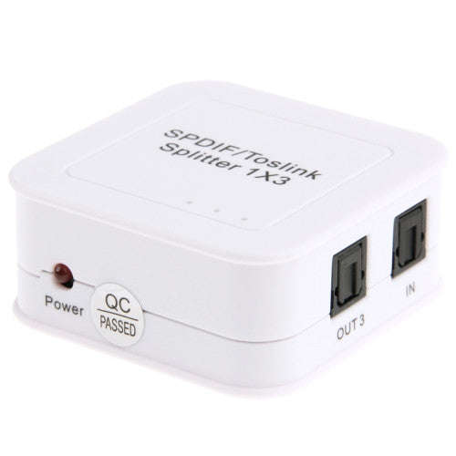 SPDIF / TOSLINK Power Adapter Digital Optical Audio Splitter Amplifier 1x3(White)