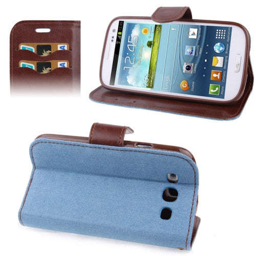 Denim Texture Horizontal Flip Leather Case with Credit Card Slots & Holder for Samsung Galaxy SII...