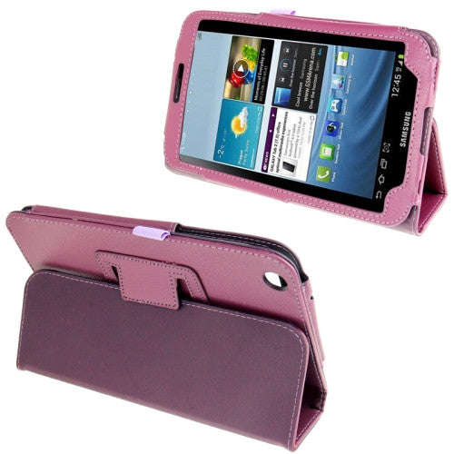 Litchi Texture Leather Case with Holder for Samsung Galaxy Tab 3 (8.0) / T3110 / T3100 Purple