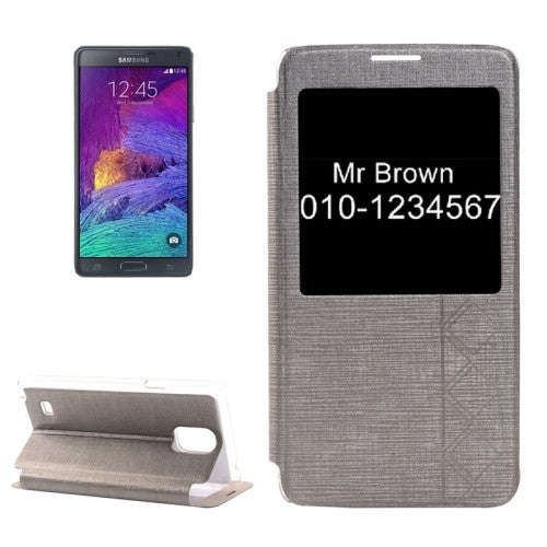 Cross Texture Horizontal Flip Leather Case with Call Display ID for Samsung Galaxy Note 4(Grey)