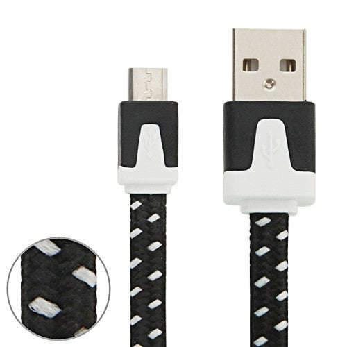 Woven Style Micro USB to USB Data / Charging Cable Length: 1m(Black)
