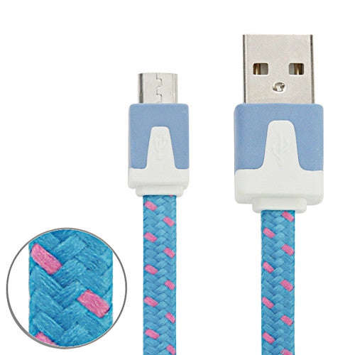 Woven Style Micro USB to USB Data / Charging Cable Length: 1m(Blue)