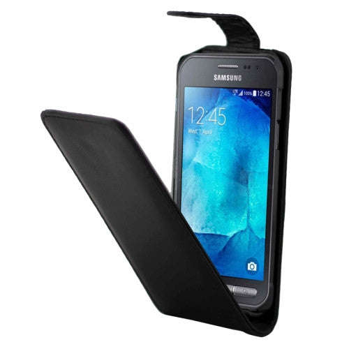 Vertical Flip Magnetic Button Leather Case for Samsung Galaxy Xcover 3 / G388F(Black)