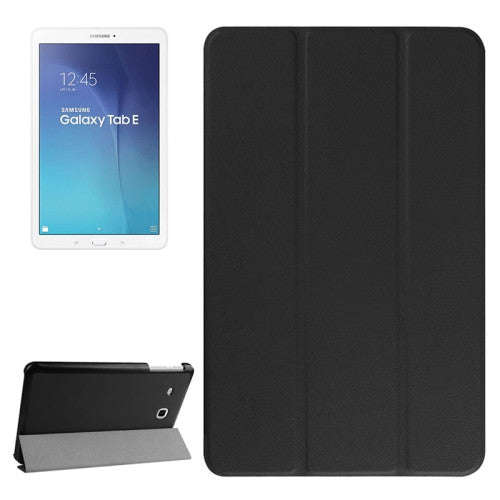 Karst Texture Horizontal Flip Leather Case with 3-folding Holder for Samsung Galaxy Tab E 9.6(Black)