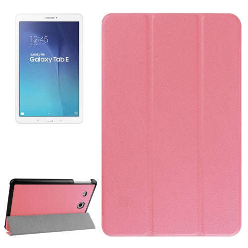 Karst Texture Horizontal Flip Leather Case with 3-folding Holder for Samsung Galaxy Tab E 9.6(Pink)