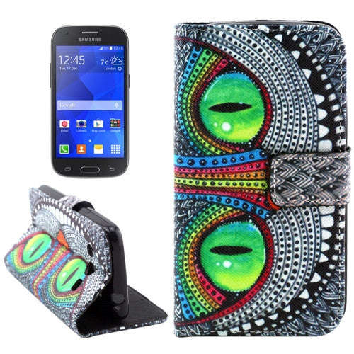Cheshire Cat Pattern Leather Case with Holder & Card Slots & Wallet for Samsung Galaxy Ace Style ...