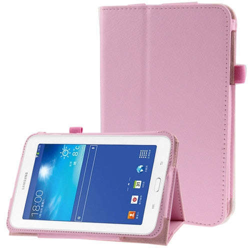 Litchi Texture Flip Leather Case with Holder for Samsung Galaxy Tab 3 Lite T110 / T111 (Pink)