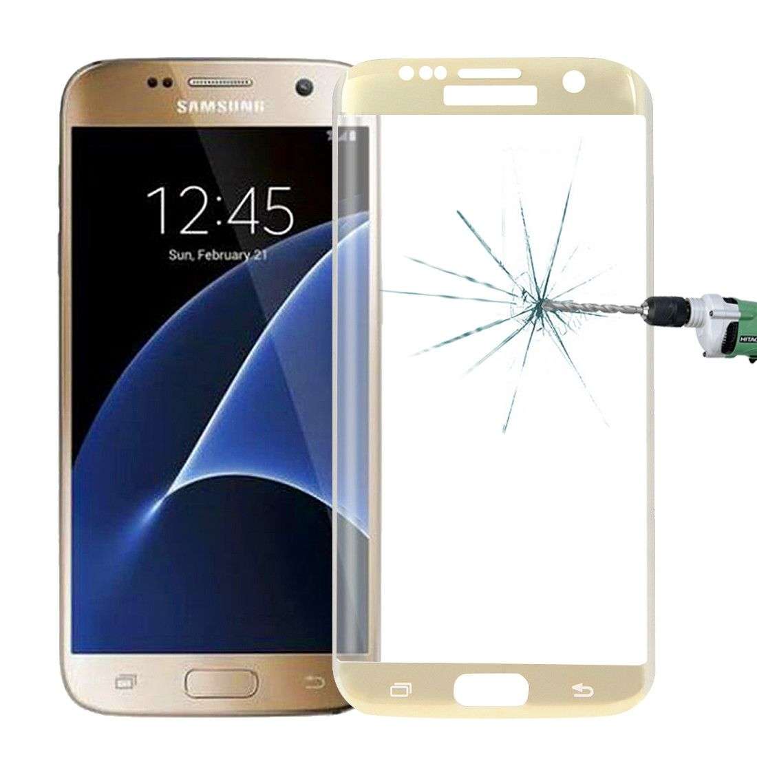 Colorized Tempered Glass Full Screen Film for Samsung Galaxy S7 Edge / G935 - Gold