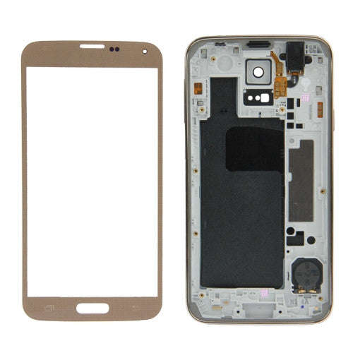 iPartsBuy Front Screen Outer Glass Lens + Full Housing Plating Chassis for Samsung Galaxy S5 / G900