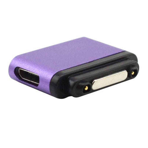 LED Aluminum Micro USB to Magnetic Charger Adapter for Sony Xperia Z3 / Z2 / Z1 / L39h(Purple)