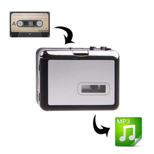 Plug and Play TF Card/Micro SD Cassette Tape to MP3 Converter (Black + Silver)