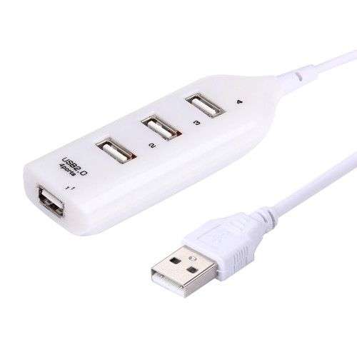 4 Ports USB 2.0 HUB Cable Length: 30cm (Beige + White)