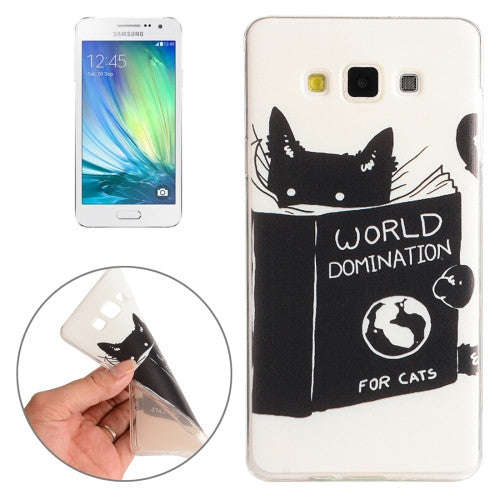 For Samsung Galaxy A3 / A300F Black Cat Words Pattern TPU Protective Case