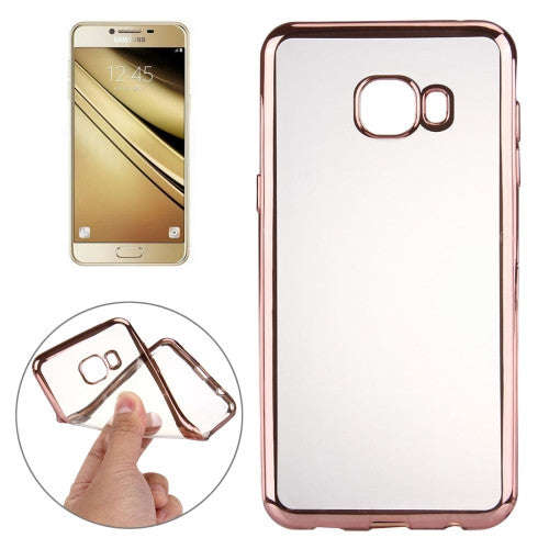 For Samsung Galaxy C5 / C500 Electroplating Transparent Soft TPU Protective Cover Case(Rose Gold)
