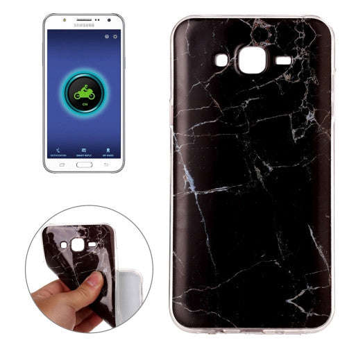 For Samsung Galaxy J7 / J700 Black Marbling Pattern Soft TPU Protective Back Cover Case