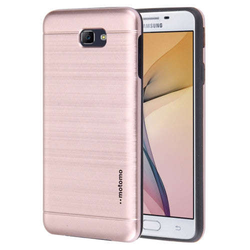 For Samsung Galaxy J7 Prime Brushed Texture Metal + TPU Protective Combination Case (Rose Gold)