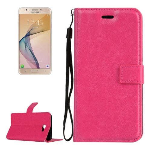 For Samsung Galaxy J7 Prime Crazy Horse Texture Horizontal Flip PU Leather Case with Holder & Car...