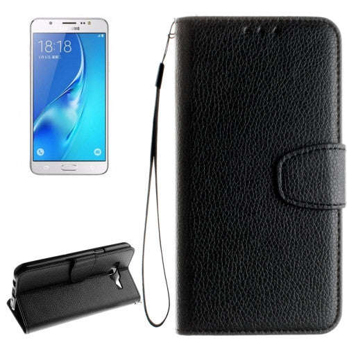 For Samsung Galaxy J7 / J710 (2016) Litchi Texture Horizontal Flip PU Leather Case with Holder & ...